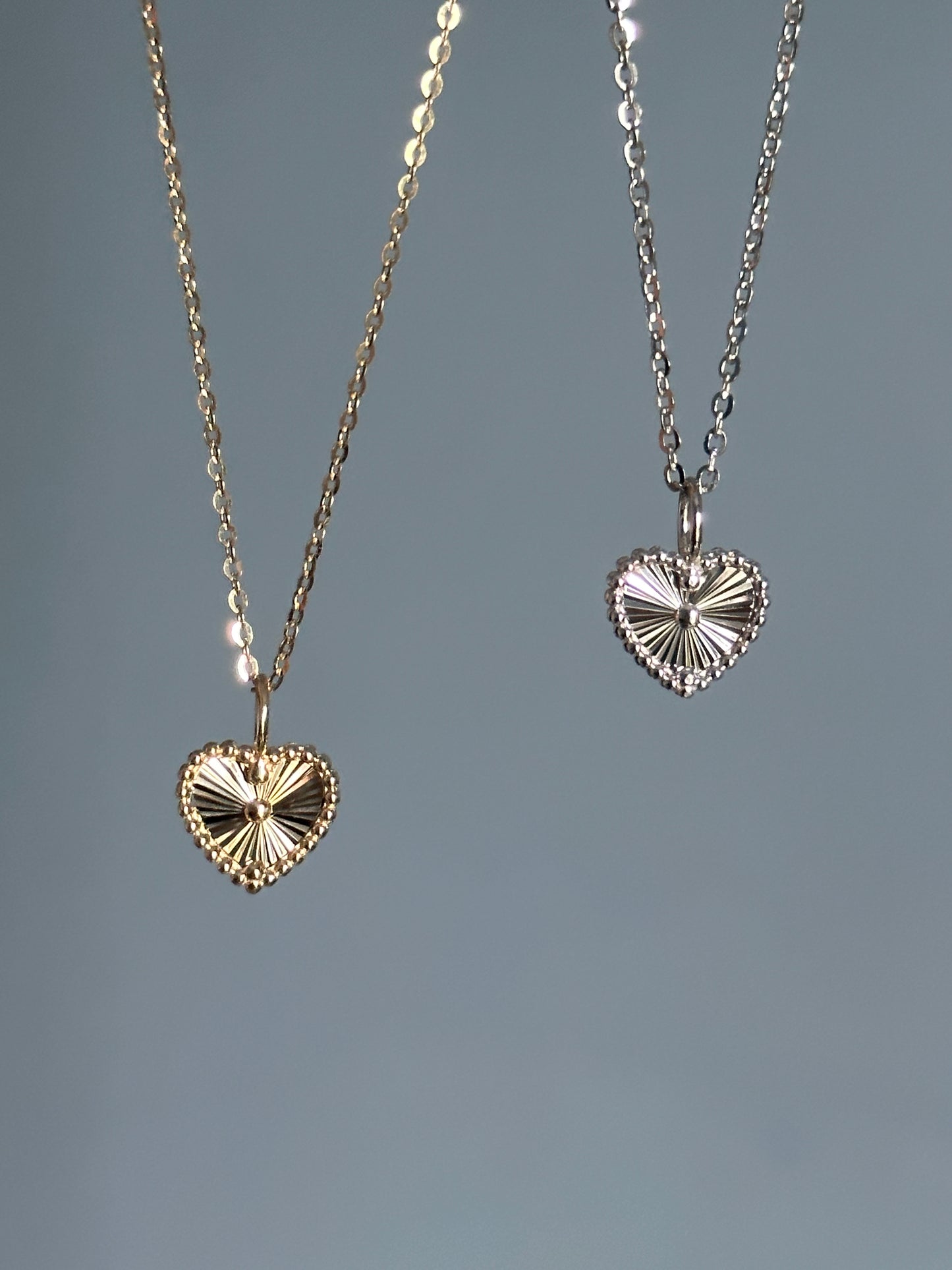 Art Deco 14K Solid Gold Laser process Heart Pendant/Dainty 14K gold Pendant/Real gold Heart pendant/gift for her/birthday gift