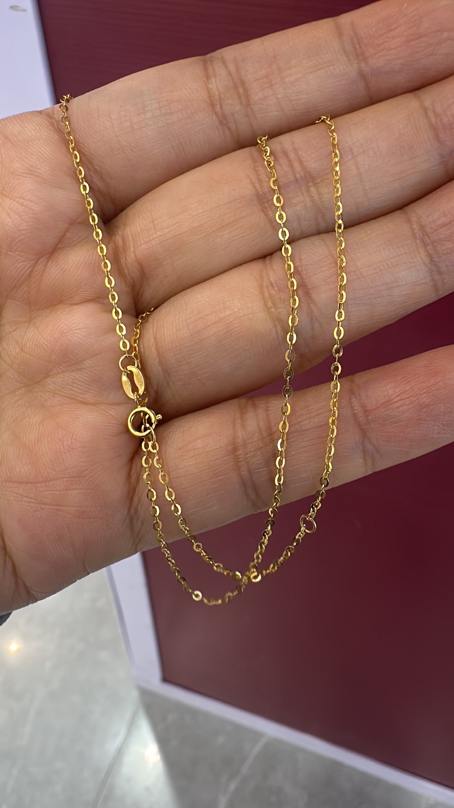 18K solid gold chain 16-18inches