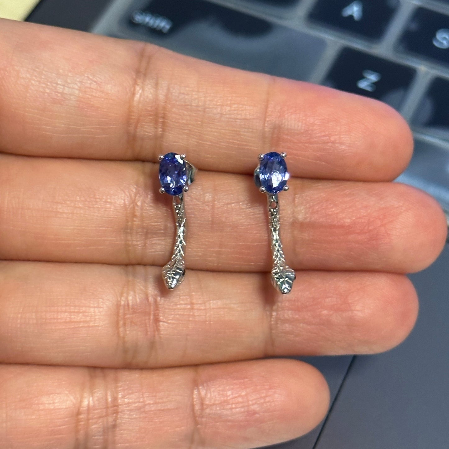 925 Sterling silver natural Tanzanite Snake Earrings