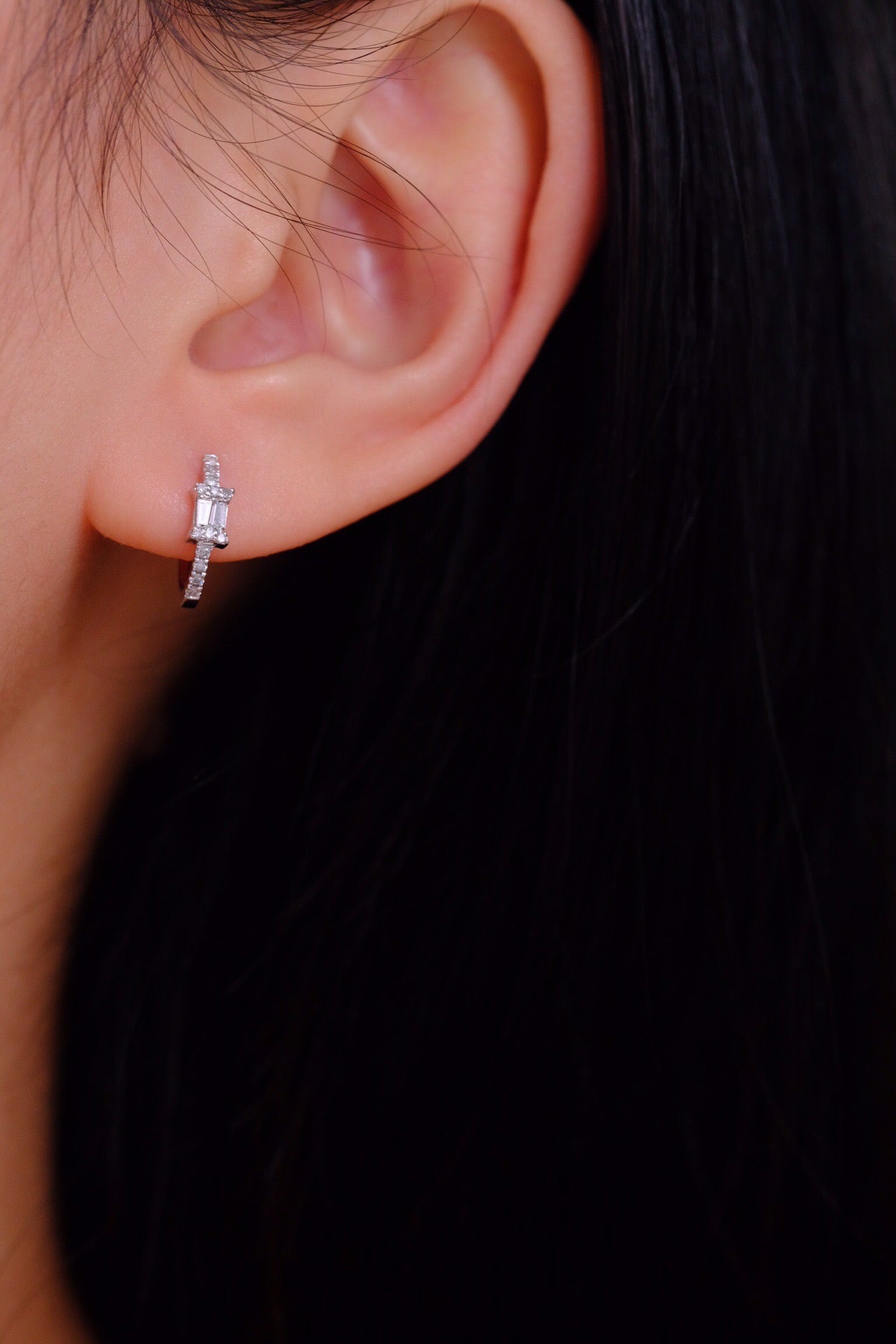 Classic 18K Solid Gold Diamond Hoop Earrings, Diamond Earrings, Gift for her