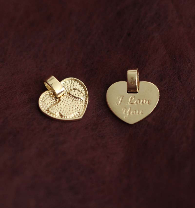Dainty 9K Solid Gold Heart Pendant/ Solid Gold Pendant