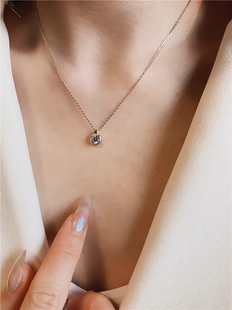 Vintage 14K Solid Gold CZ Diamond Pendant, Solid gold diamond pendant necklace