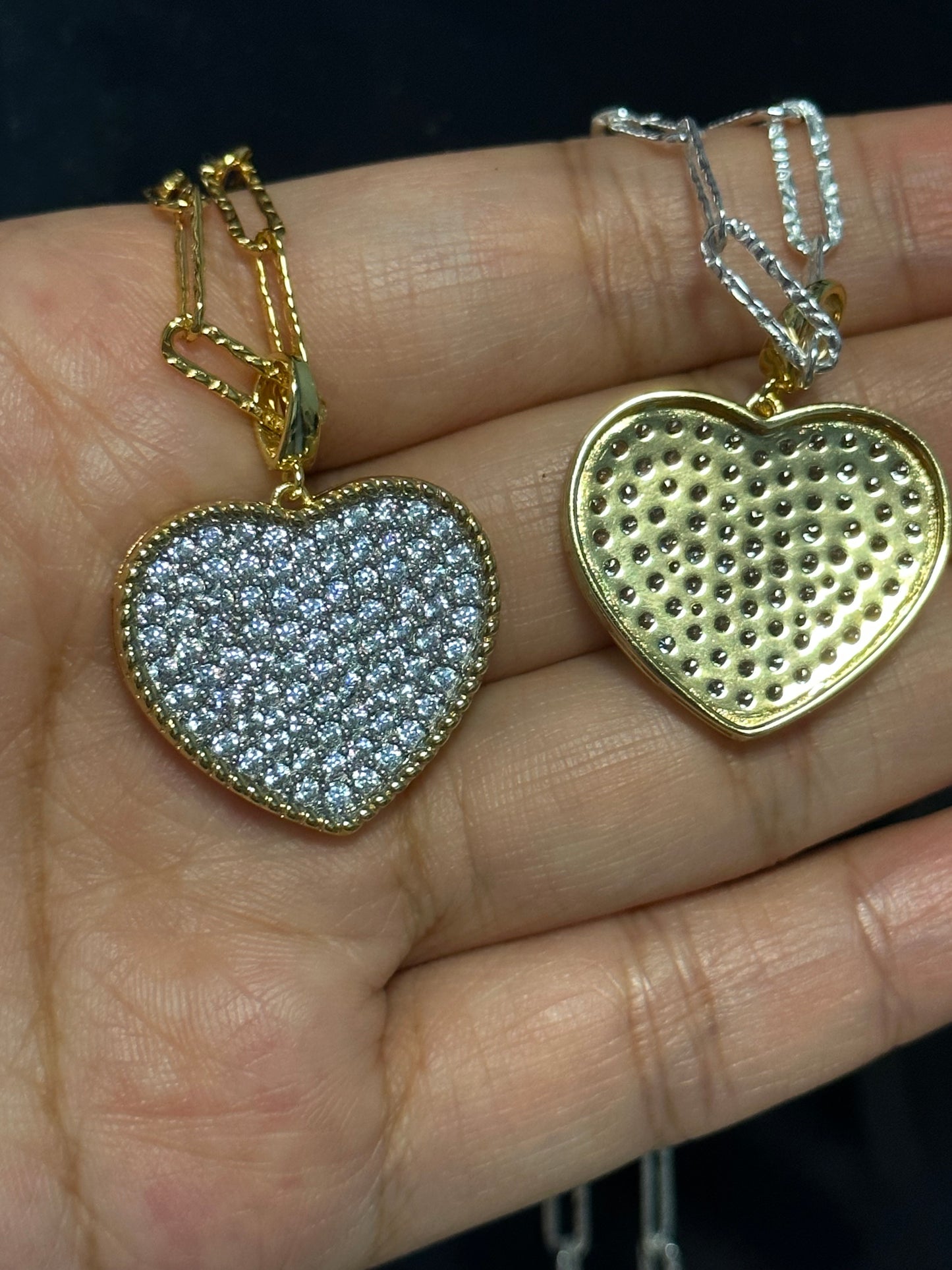 925 Sterling Silver Big Heart Pendant necklace/CZ Diamond Heart Necklace/gift for her