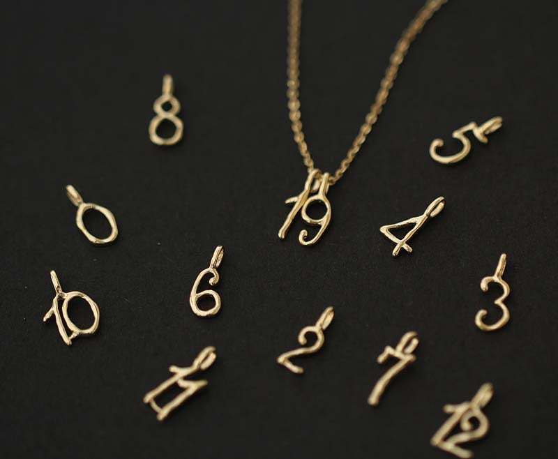 Dainty 9K Solid Gold Number Pendant/ 9K Solid Gold Pendant/ Solid Gold pendant