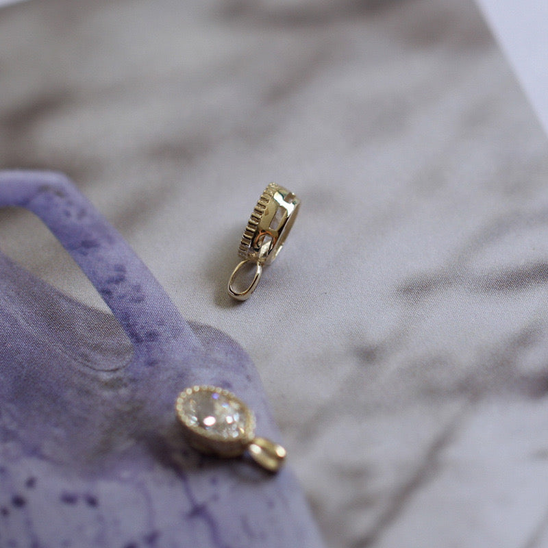 Dainty Vintage 9K Solid Gold CZ Diamond Pendant, solid gold pendant