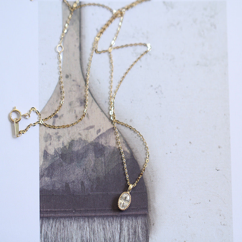 Dainty Vintage 9K Solid Gold CZ Diamond Pendant, solid gold pendant