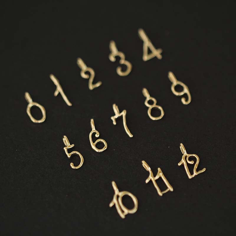 Dainty 9K Solid Gold Number Pendant/ 9K Solid Gold Pendant/ Solid Gold pendant