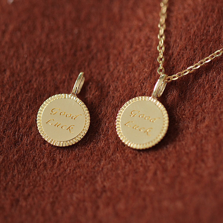 Dainty 9K/14K Solid Gold Good Luck Pendant/ 14K Solid Gold Pendant