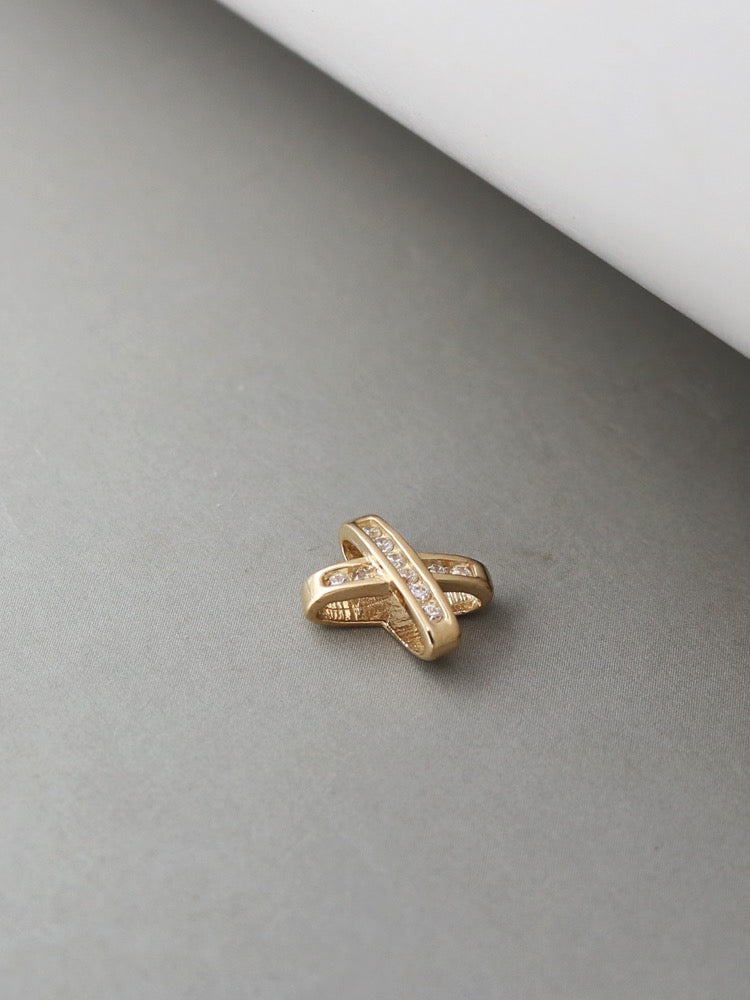 Vintage K Gold X Pendant/14K Solid Gold Letter X Pendant/real gold pendant/Gold CZ Diamond Pendant/Birthday gift for her/Everyday wearing