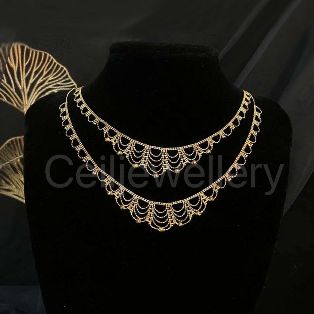 Vintage K Gold Lace Necklace/18K Solid Gold Lace necklace/Bridal Necklace/Wedding Necklace/Engagement Jewelry/High Jewelry/gift for her