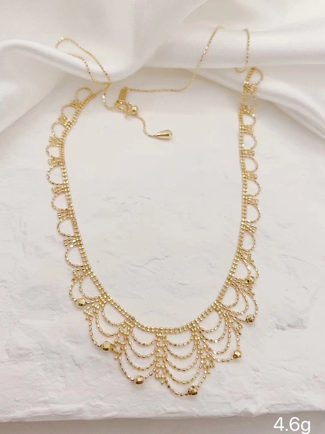 Vintage K Gold Lace Necklace/18K Solid Gold Lace necklace/Bridal Necklace/Wedding Necklace/Engagement Jewelry/High Jewelry/gift for her