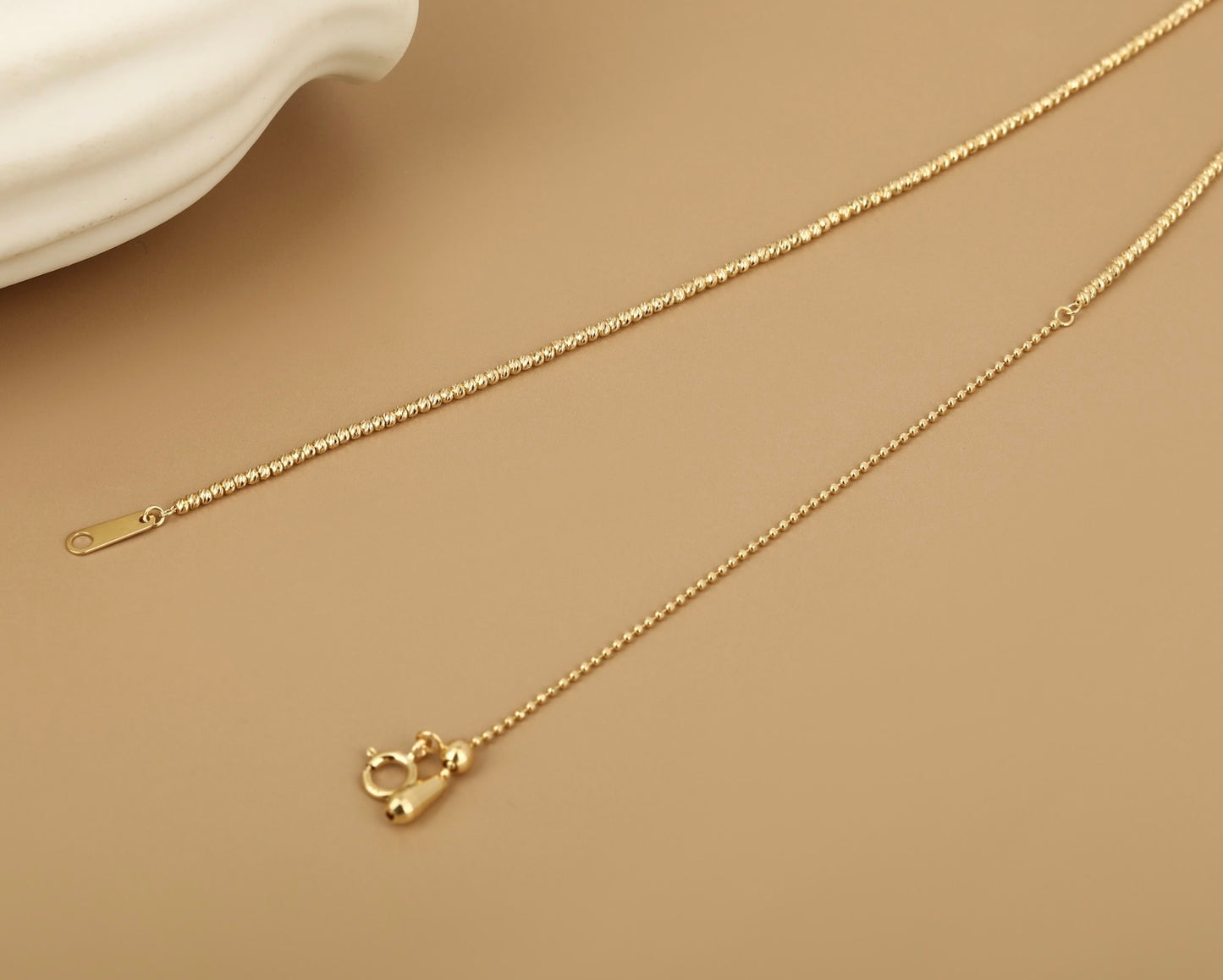 Minimalist 18K solid gold Laser process Beaded Necklace/Genuine 18K gold Bead necklace/Wedding Necklace/gift for her/K gold necklace