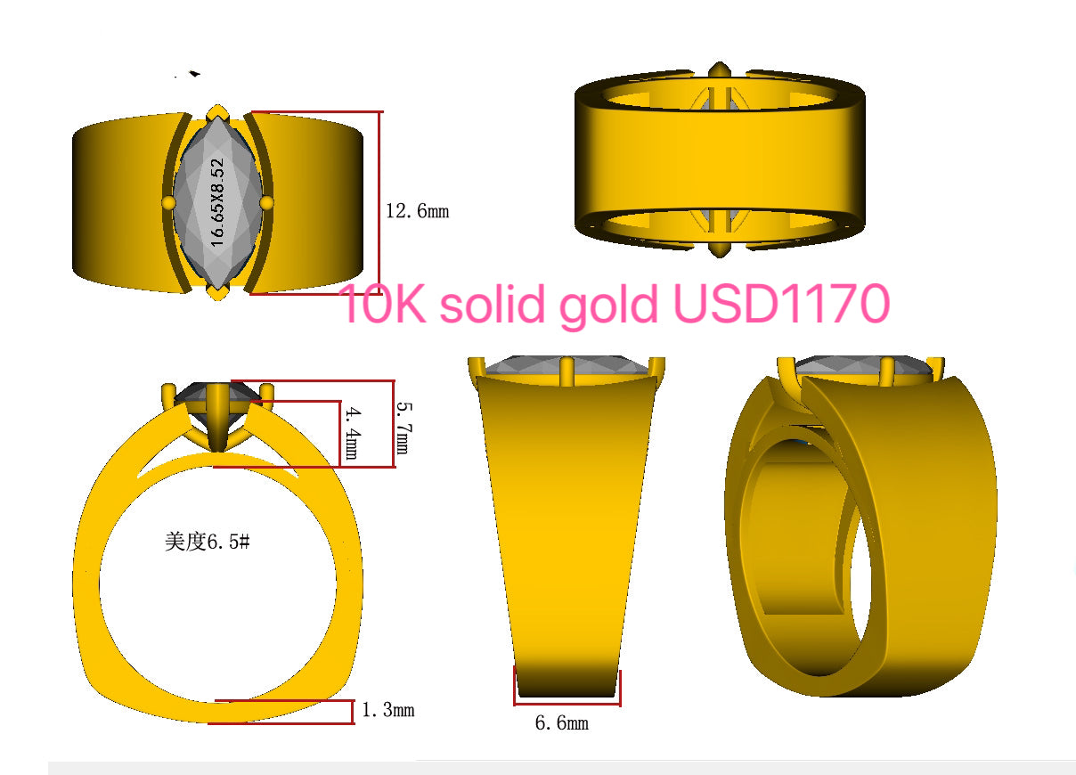 122/ custom order 10K solid gold ring