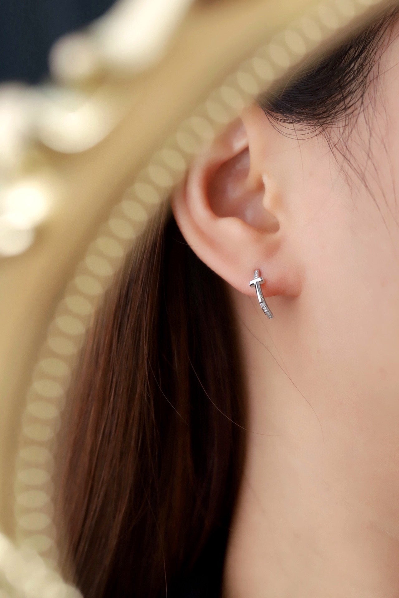 Minimalist Diamond Stud Earrings/Real Gold Diamond T Earrings/18K Solid Gold Diamond T Stud earrings/Statement earrings/gift for her