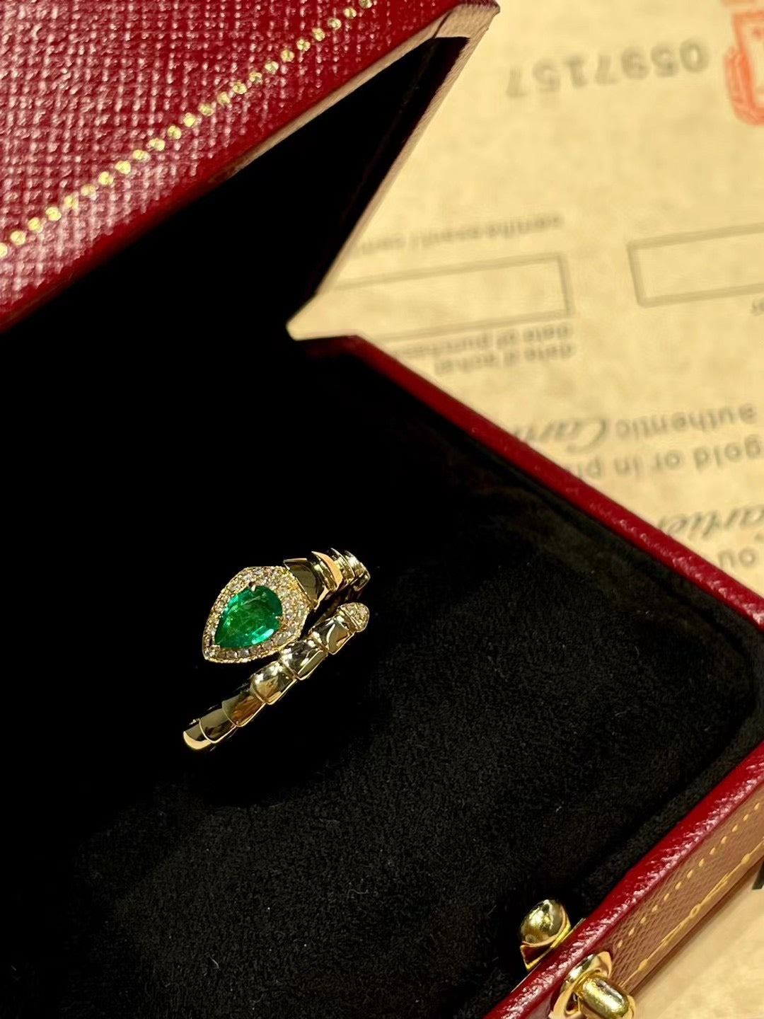 18K solid gold Emerald Diamond Snake band