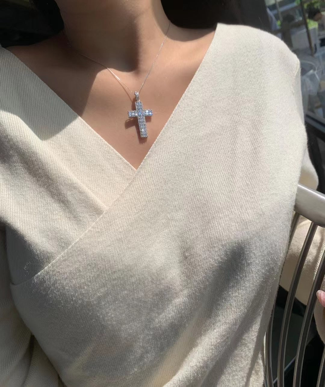 Vintage Full Diamond Big Cross Pendant, 18K Solid Gold Full Diamond Cross Pendant, for Men and Women