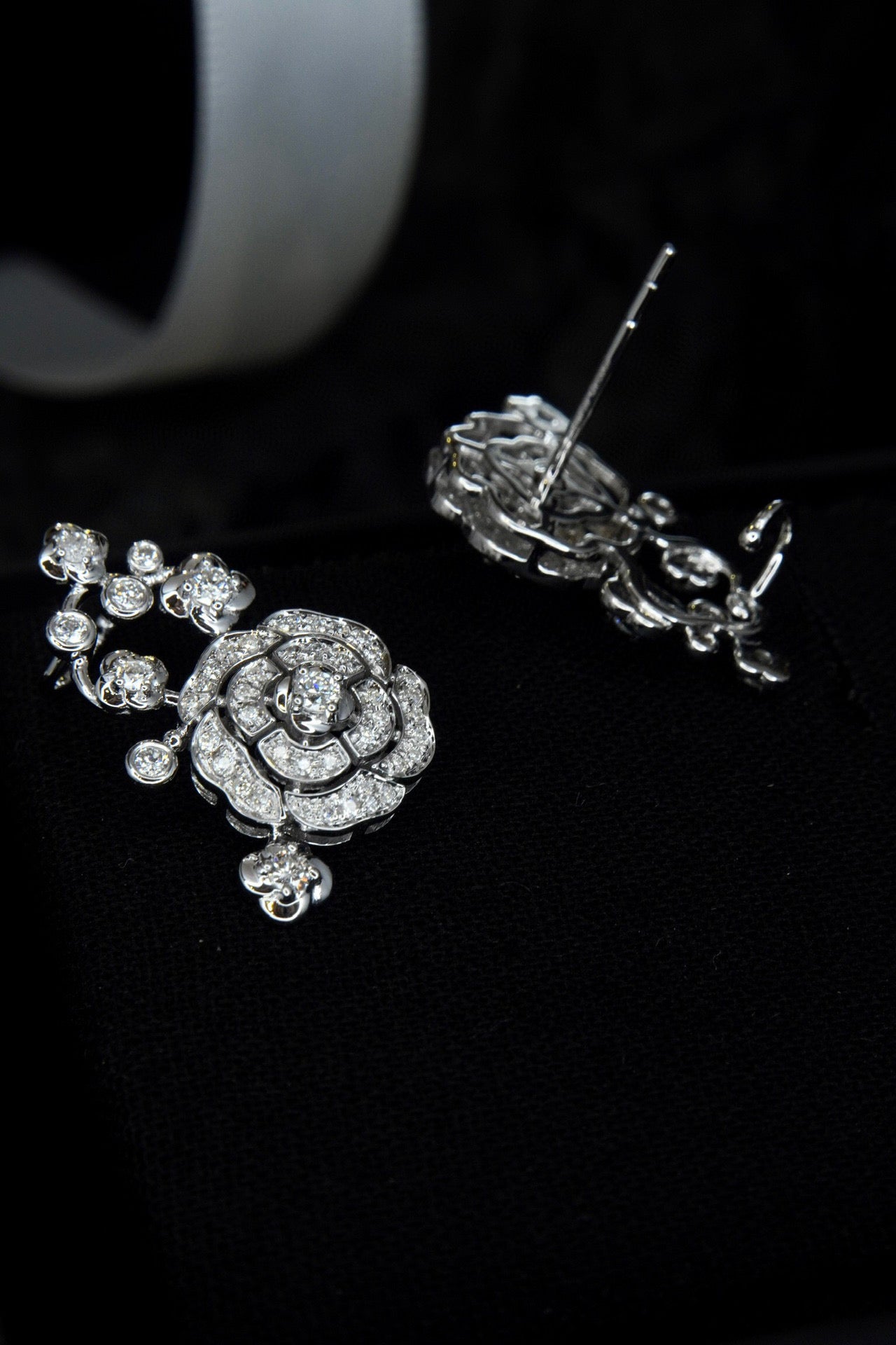 Vintage Camellia Diamond Necklace , 18K Solid Gold Full Diamond Camellia Necklace, Wedding Necklace