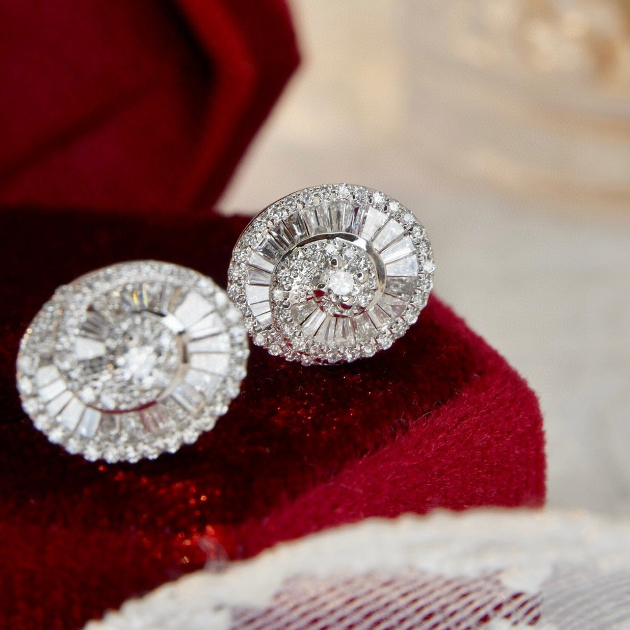 Unique Full Diamond Earrings, 18K Solid Gold Full Diamond Stud Earrings