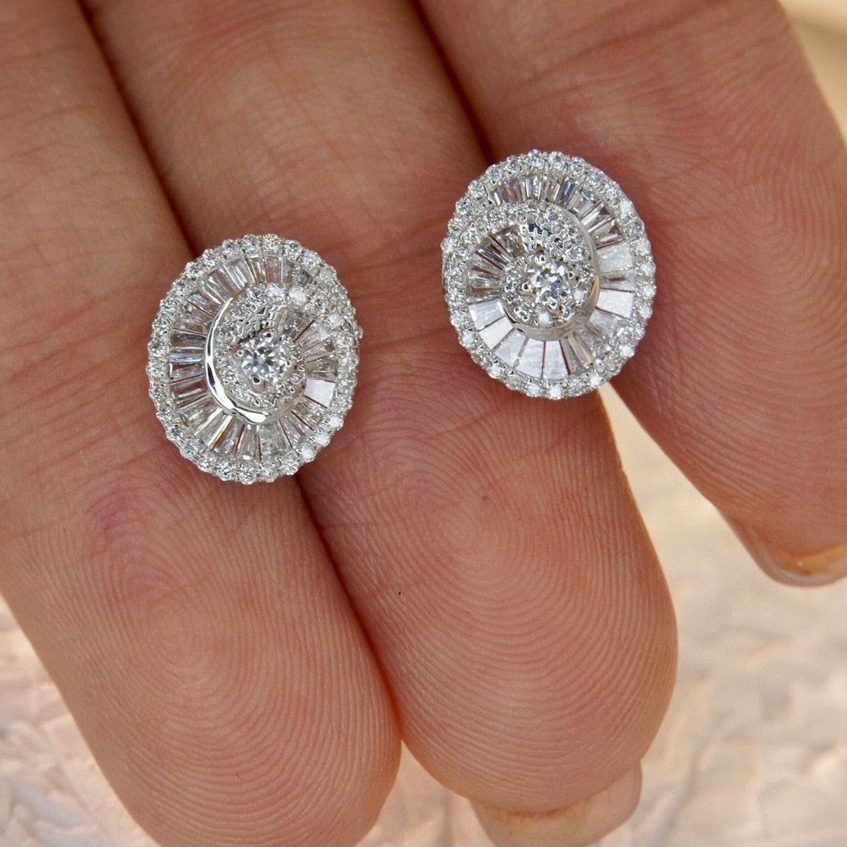 Unique Full Diamond Earrings, 18K Solid Gold Full Diamond Stud Earrings