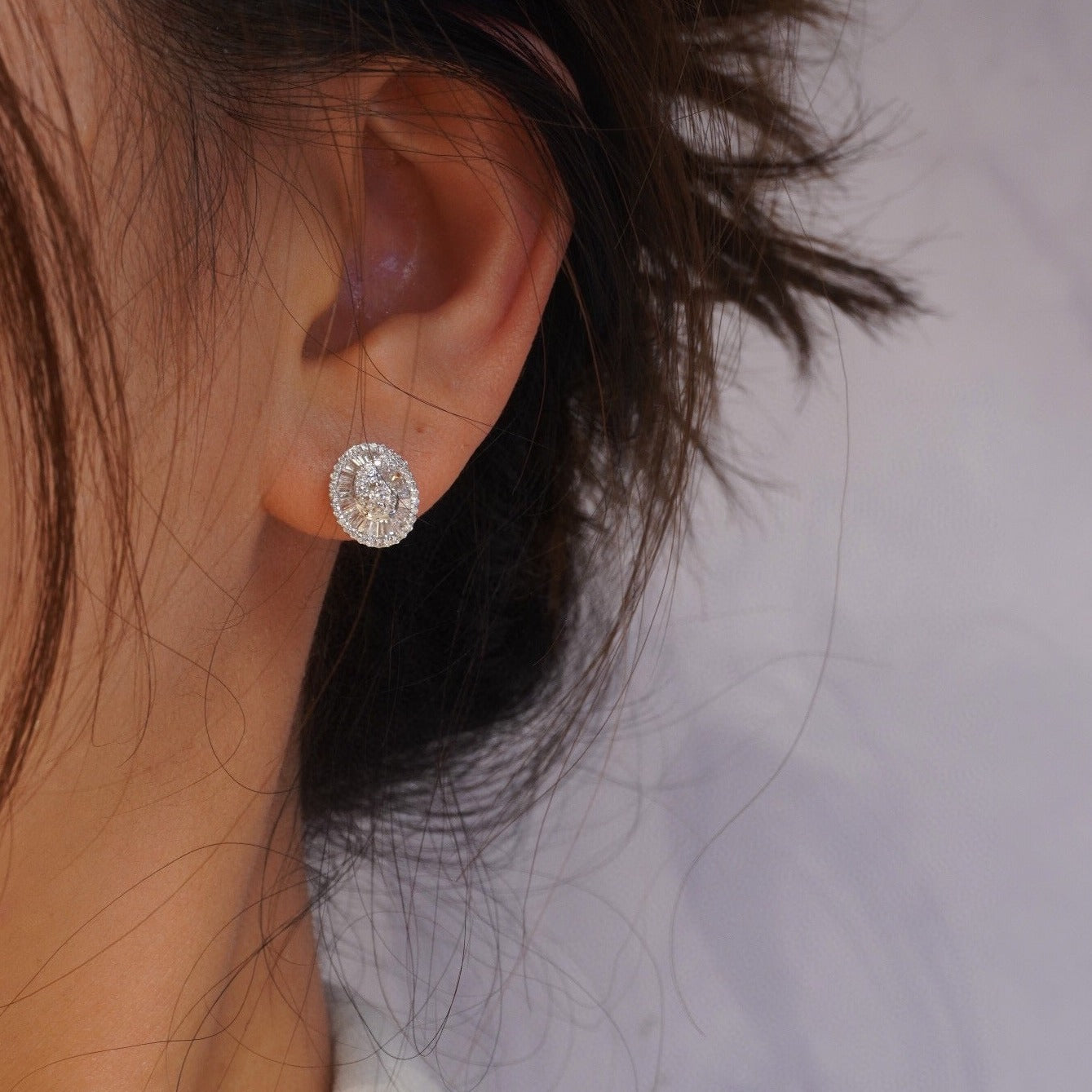 Unique Full Diamond Earrings, 18K Solid Gold Full Diamond Stud Earrings