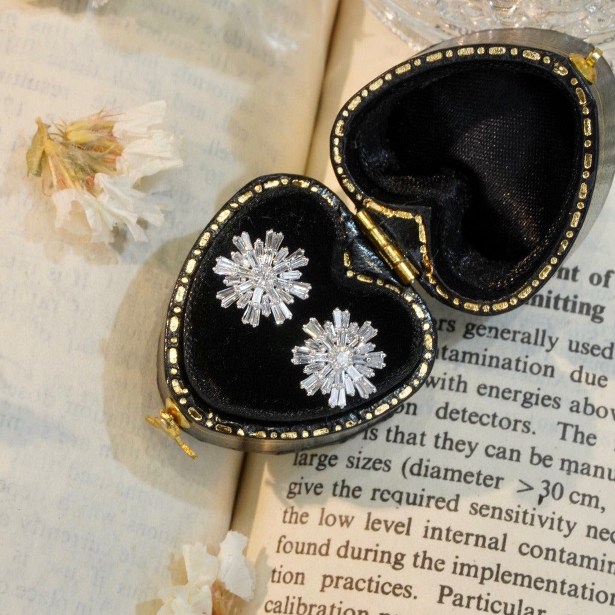 Luxury Snowflake Diamond Earrings, 18K Solid Gold Full Diamond Stud Earrings