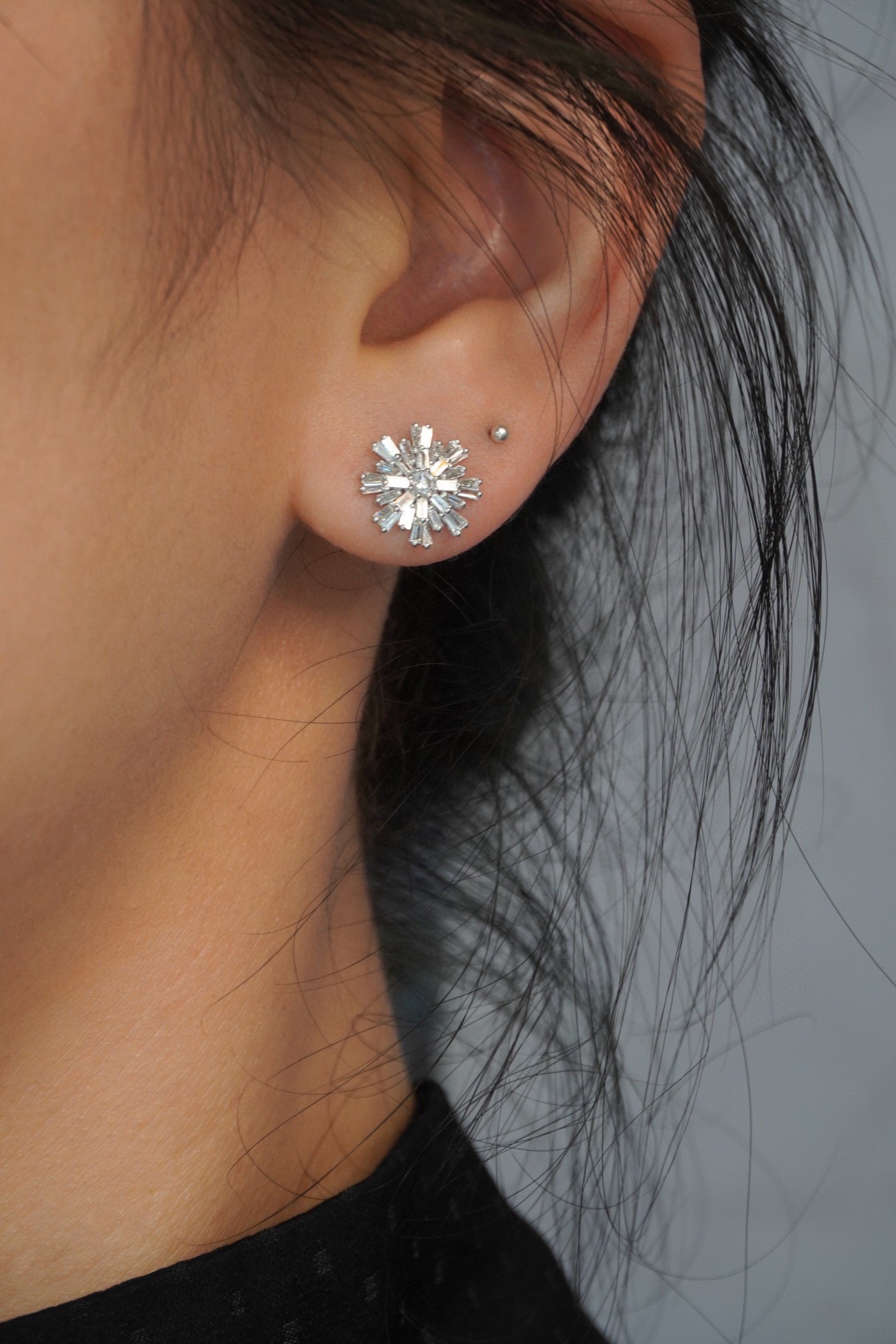 Luxury Snowflake Diamond Earrings, 18K Solid Gold Full Diamond Stud Earrings