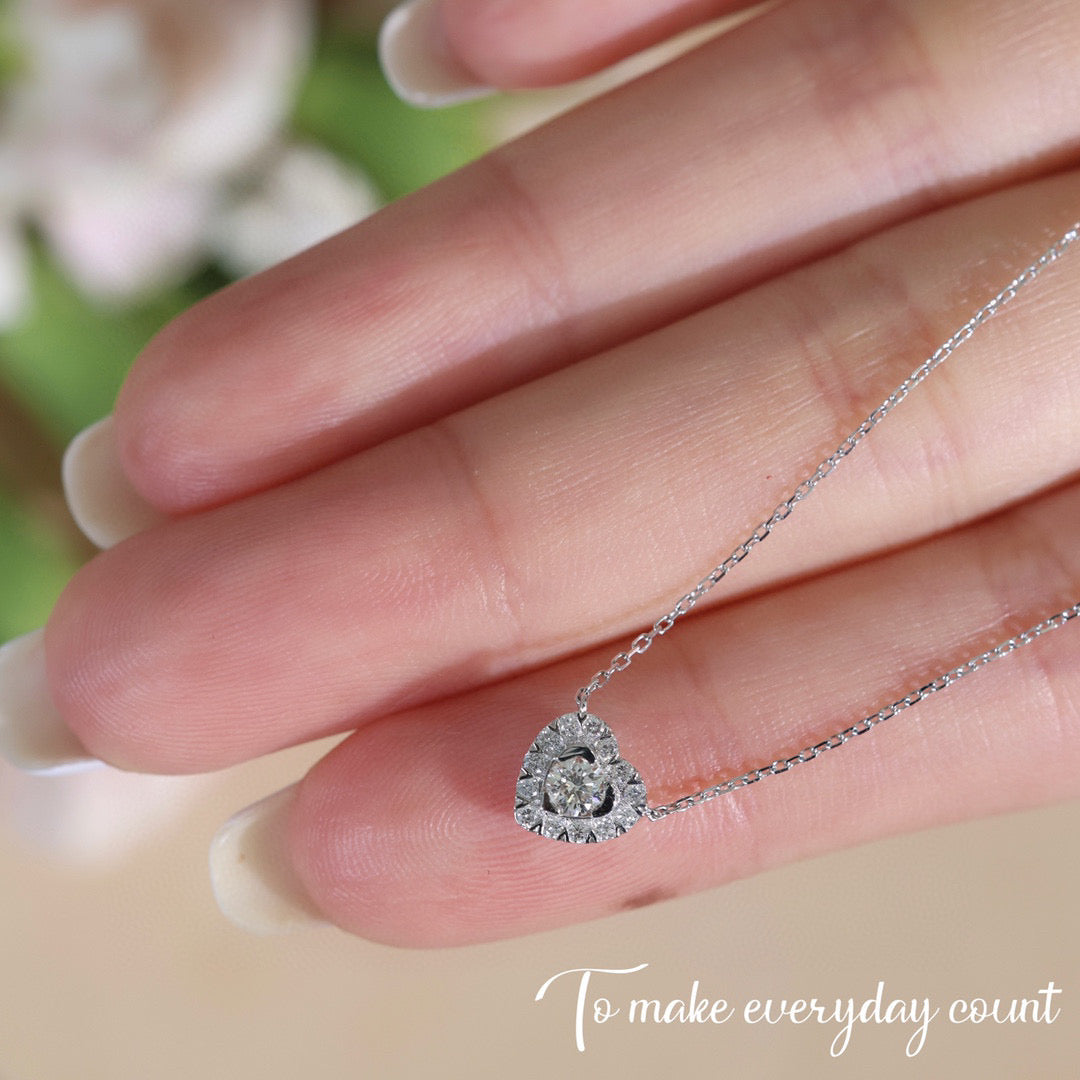 Sweet Heart Diamond Necklace, 18K Solid Gold Diamond Necklace