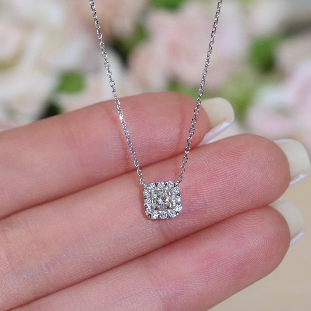 Classic Diamond Necklace, 18K Solid Gold Diamond Necklace, everyday wear necklace