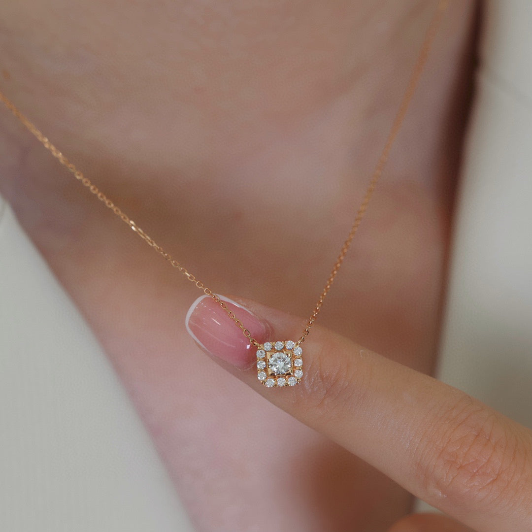 Classic Diamond Necklace, 18K Solid Gold Diamond Necklace, everyday wear necklace