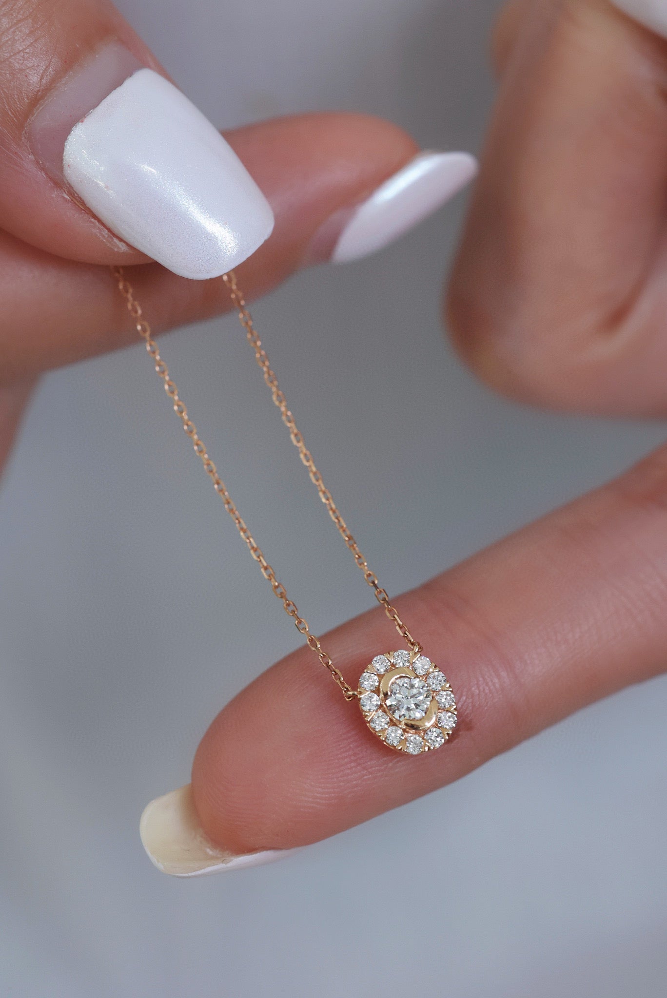Dainty Diamond Necklace, 18K Solid Gold Diamond Necklace