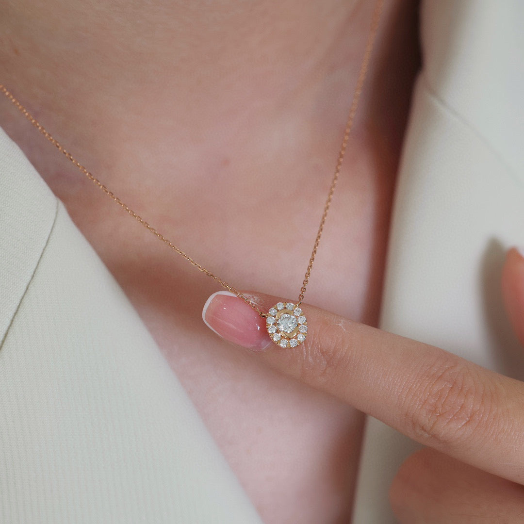 Dainty Diamond Necklace, 18K Solid Gold Diamond Necklace