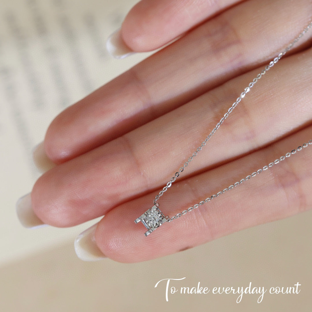 Classic Diamond Necklace, 18K Solid Gold Diamond Necklace, everyday wear necklace