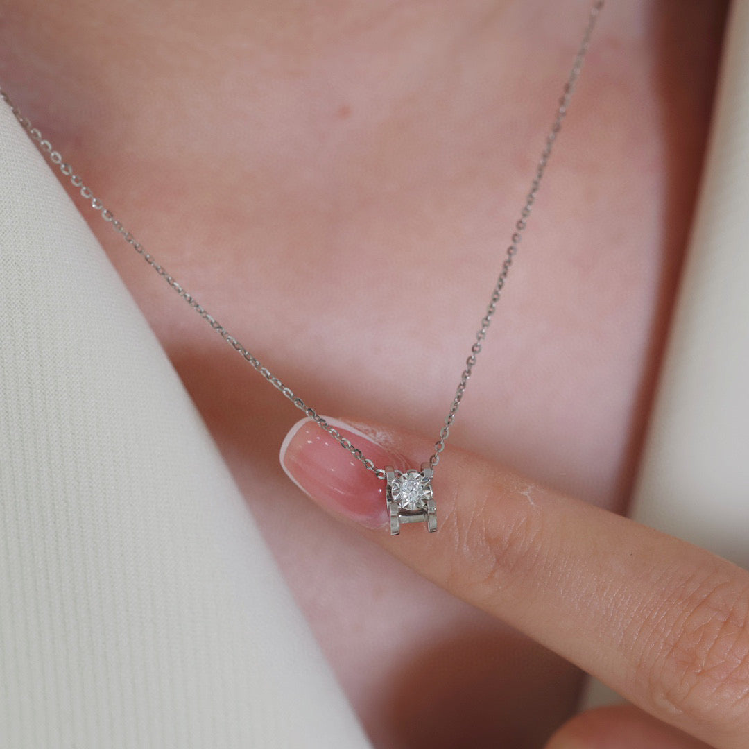 Classic Diamond Necklace, 18K Solid Gold Diamond Necklace, everyday wear necklace