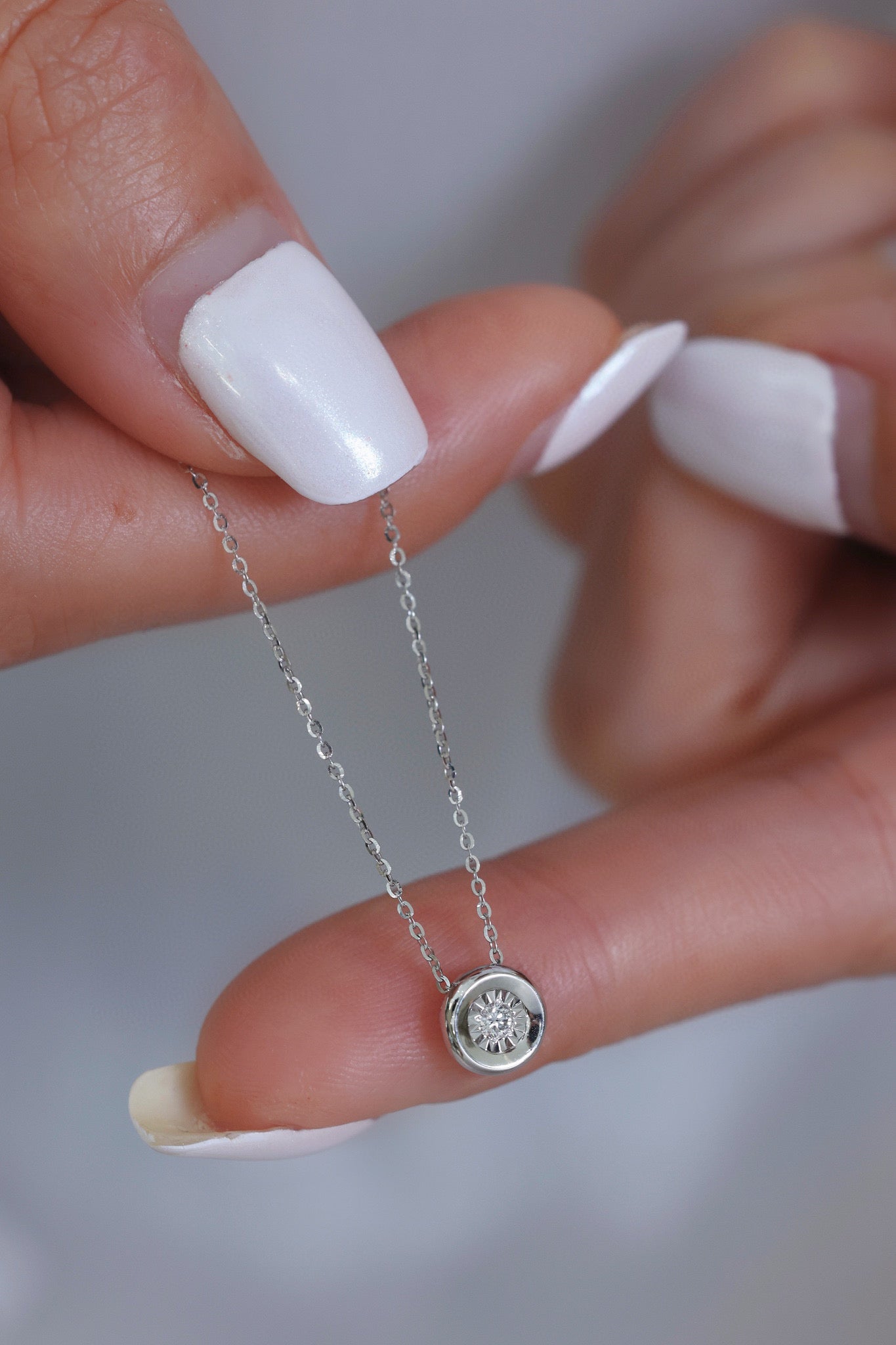 Dainty Bazel Diamond Necklace, 18K Solid Gold Diamond Necklace, everyday wear necklace