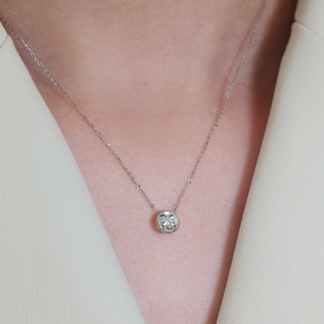Dainty Bazel Diamond Necklace, 18K Solid Gold Diamond Necklace, everyday wear necklace