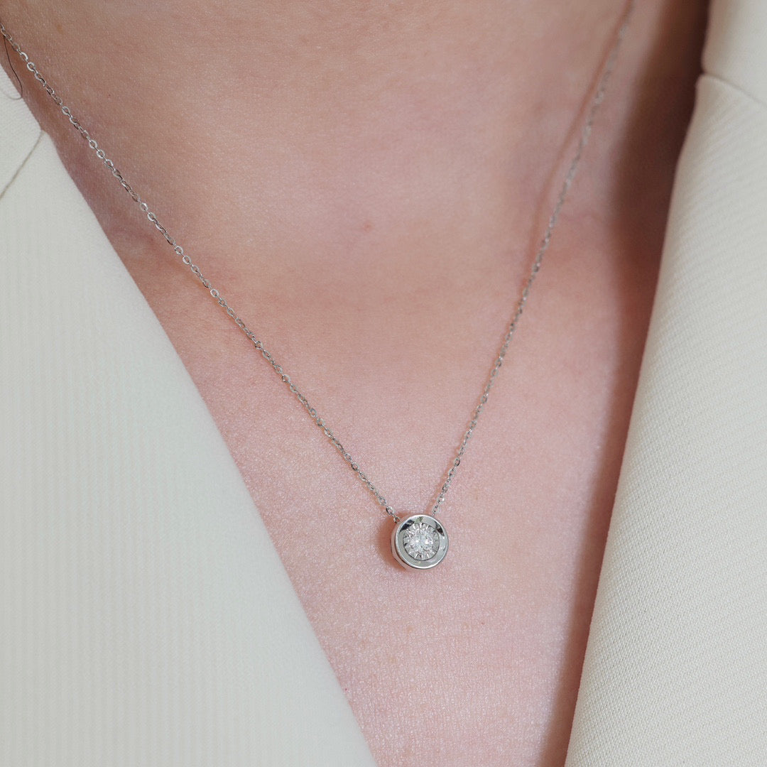 Dainty Bazel Diamond Necklace, 18K Solid Gold Diamond Necklace, everyday wear necklace