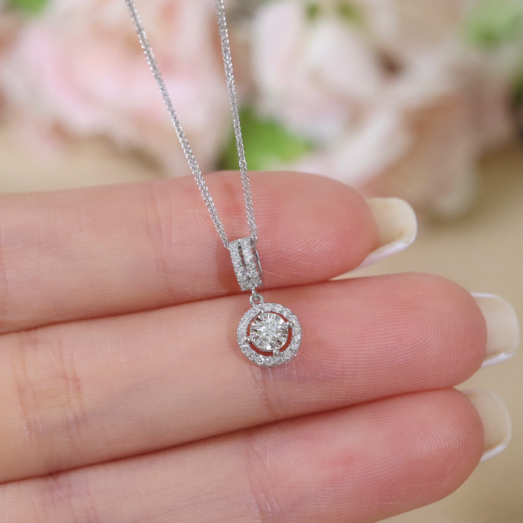 Classic Diamond Necklace, 18K Solid Gold Diamond Necklace, wedding necklace