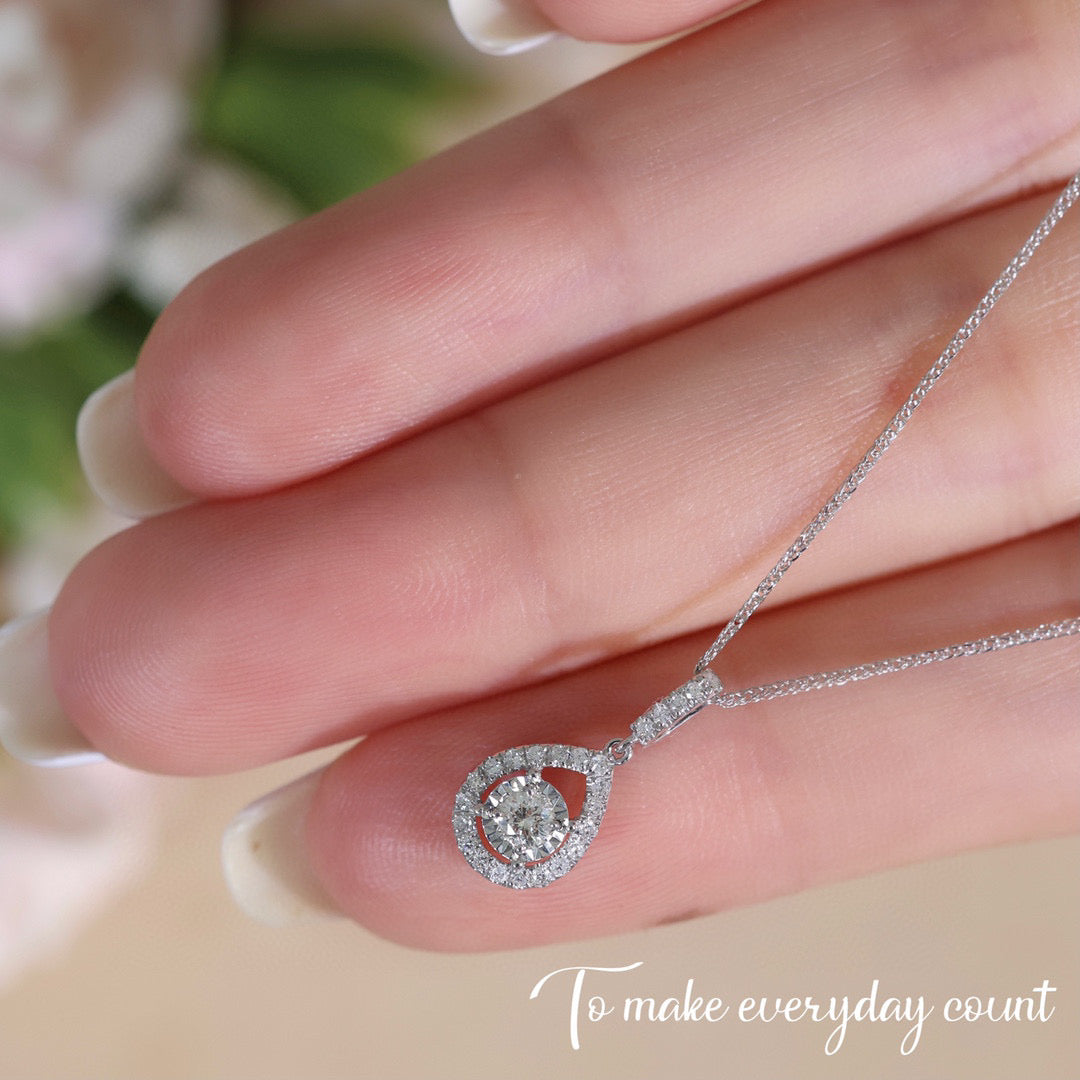 Dainty Tear Drop Diamond Necklace, 18K Solid Gold Diamond Necklace