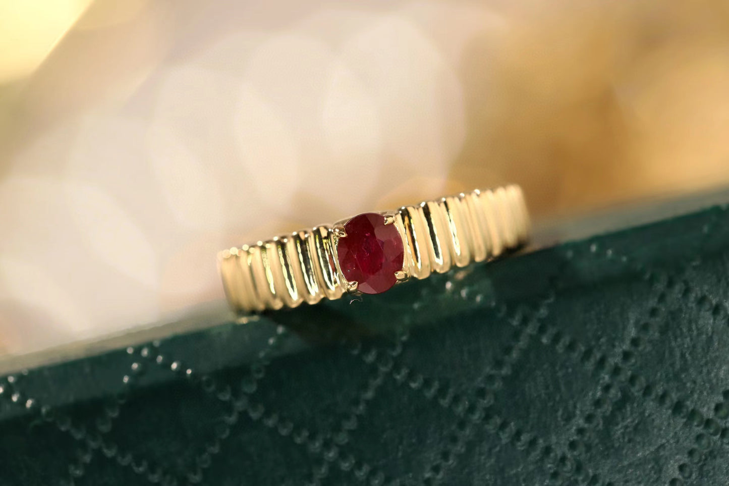 Vintage Ruby Band, 18K Solid Gold Ruby Ring