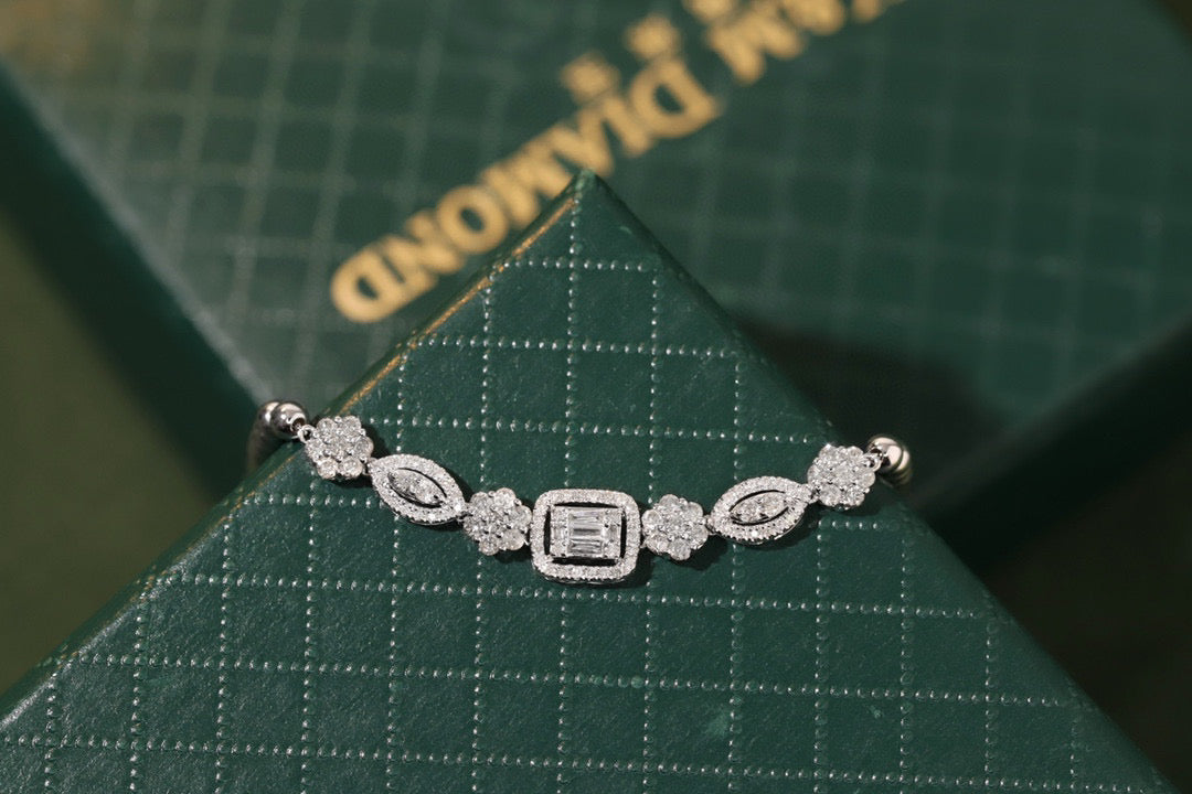 Fancy 18K Solid Gold Diamond Bracelet