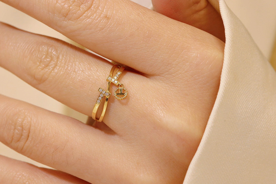 18K Solid Gold Diamond T Band