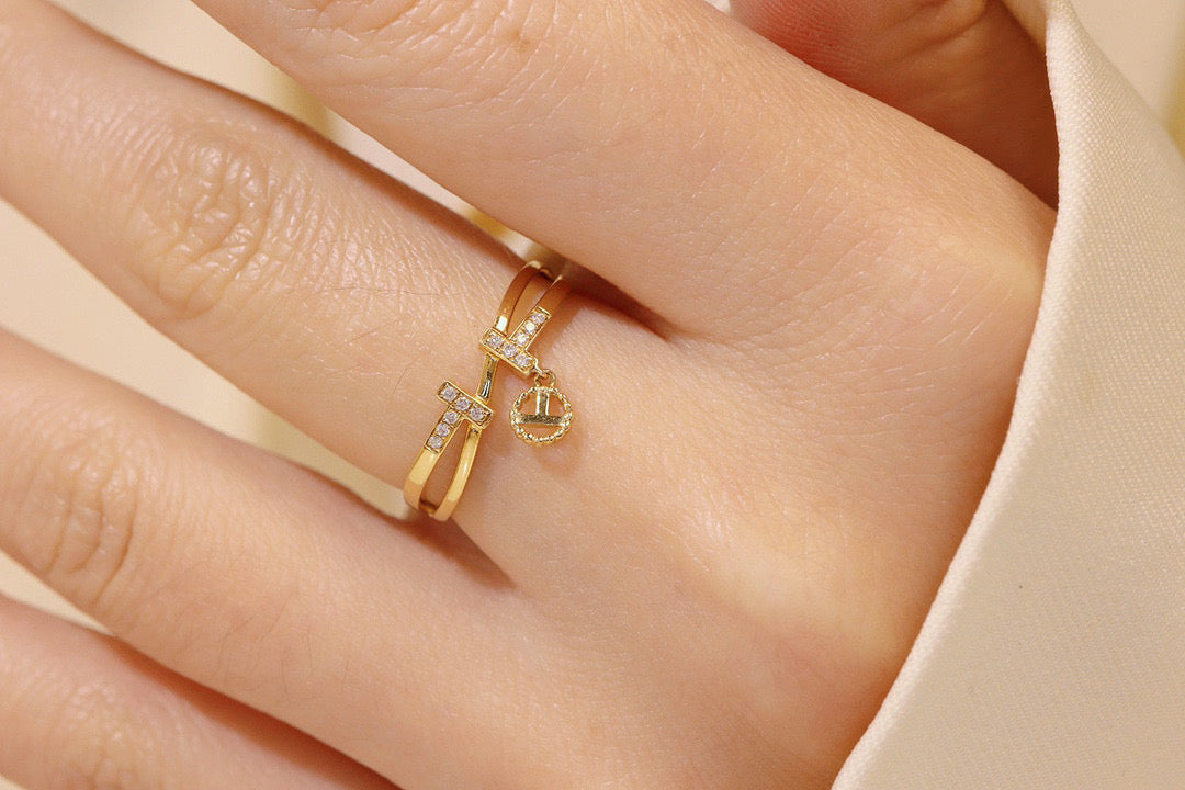 18K Solid Gold Diamond T Band