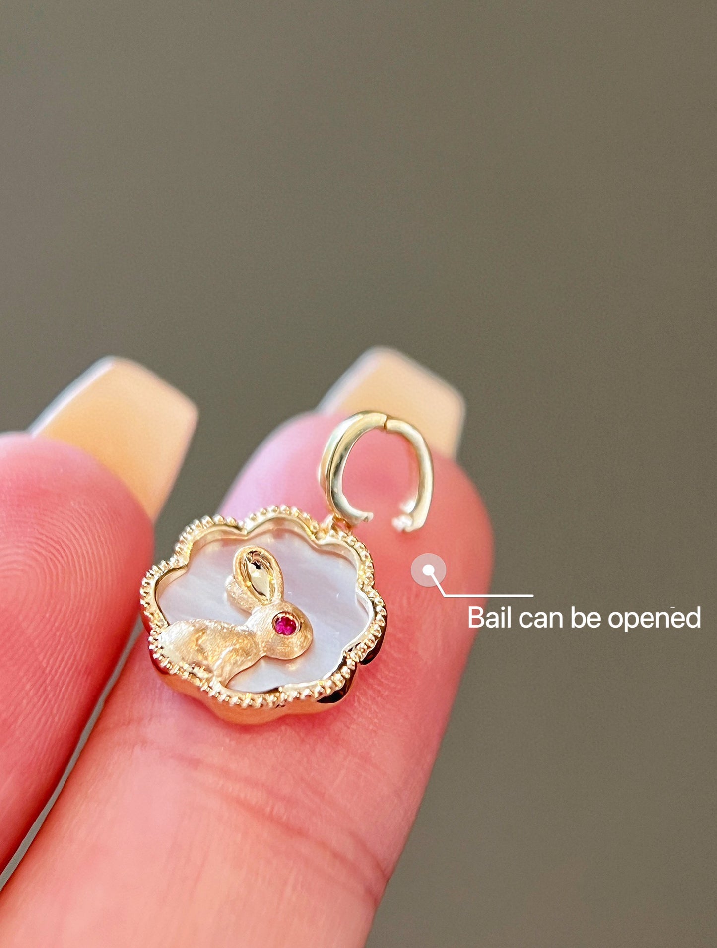 18K Solid Gold Ruby Pendant, Bracelet / Rabbit Pendant , Bracelet