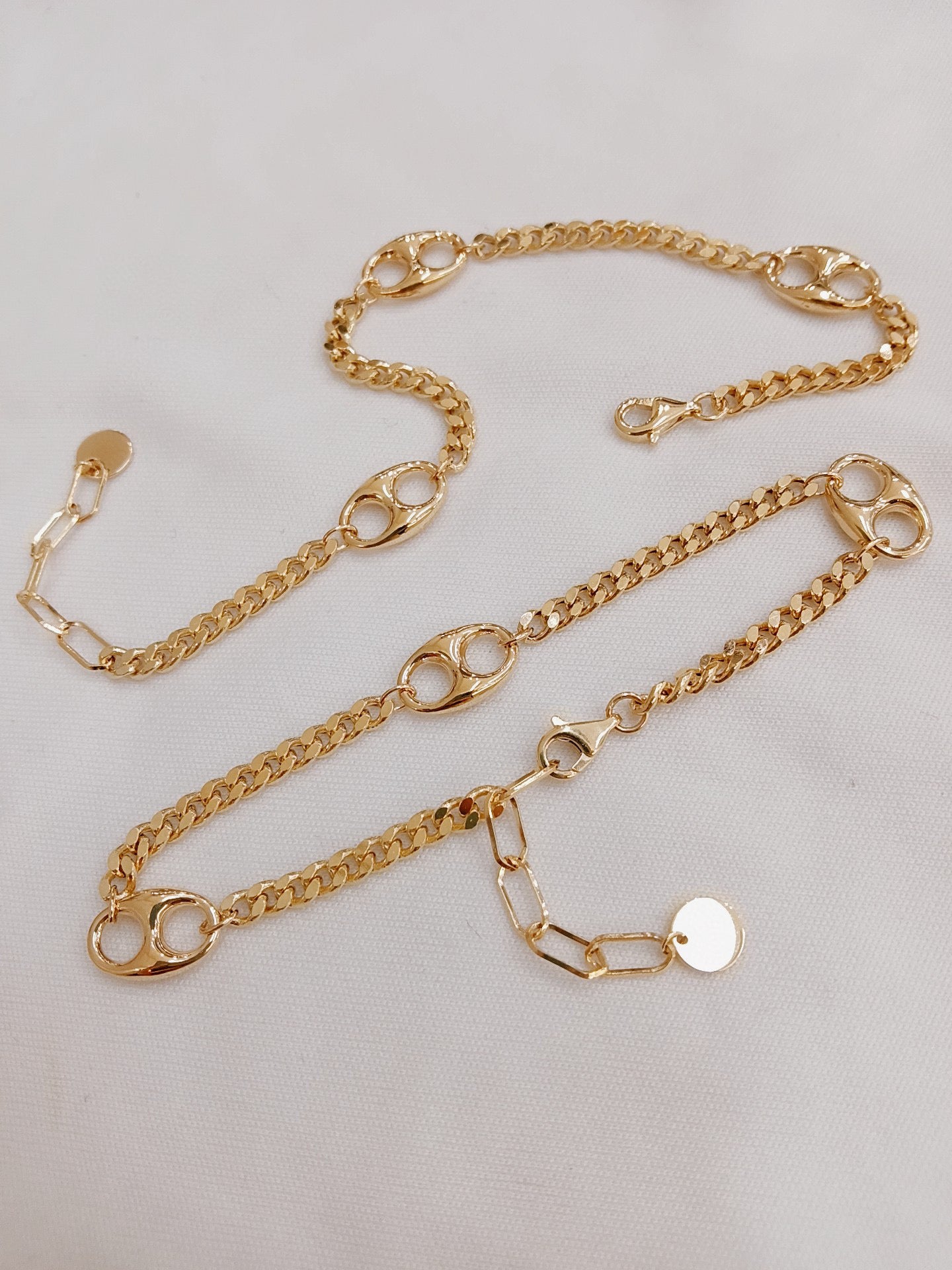 Vintage 18K Solid Gold Cuban Chain Mariner Adjustable Bracelet