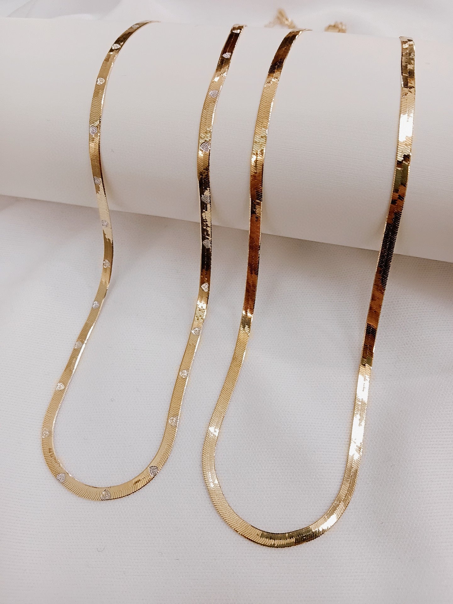 Vintage 18K Solid Gold Flat Snake Chain Necklace