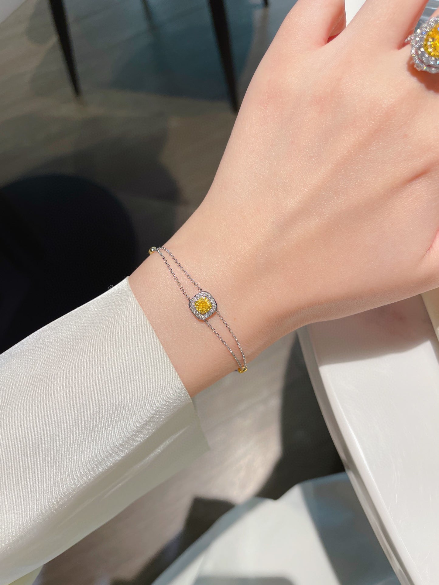 Classic 18K Solid Gold Yellow Diamond Bracelet