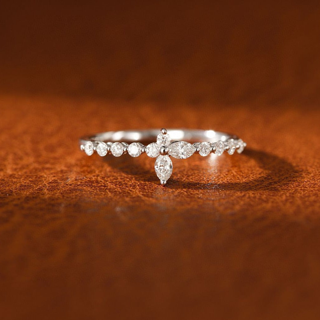 Vintage 18K Solid Gold Diamond Band , butterfly ring