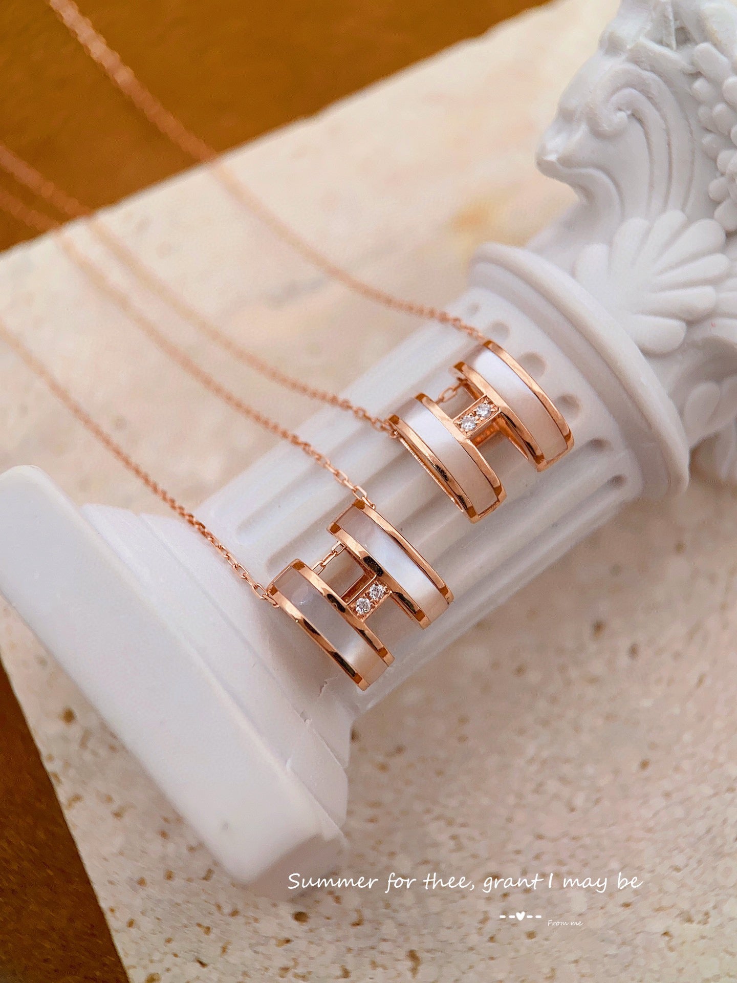 Classic 18K Solid Gold Diamond H Necklace