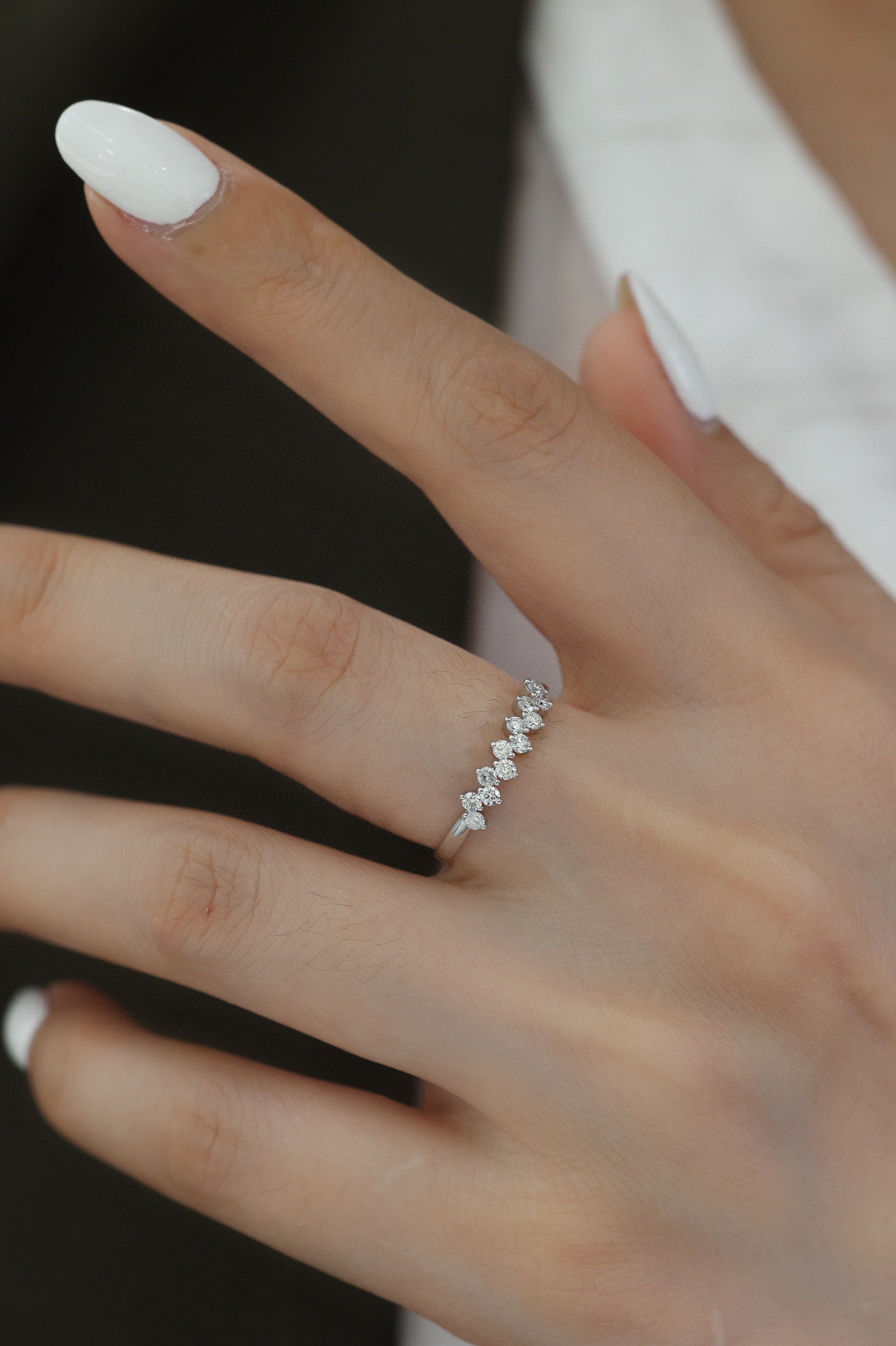 18K Solid Gold Half Eternity Genuine 0.30ct Diamond Band