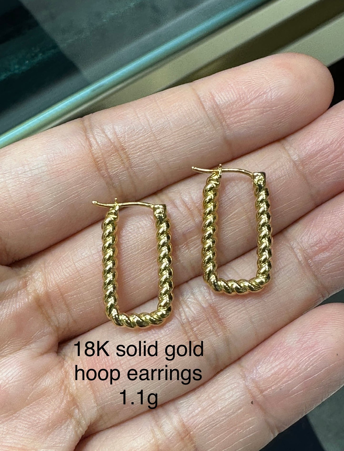 18K Solid Gold Twist Hoop Earrings